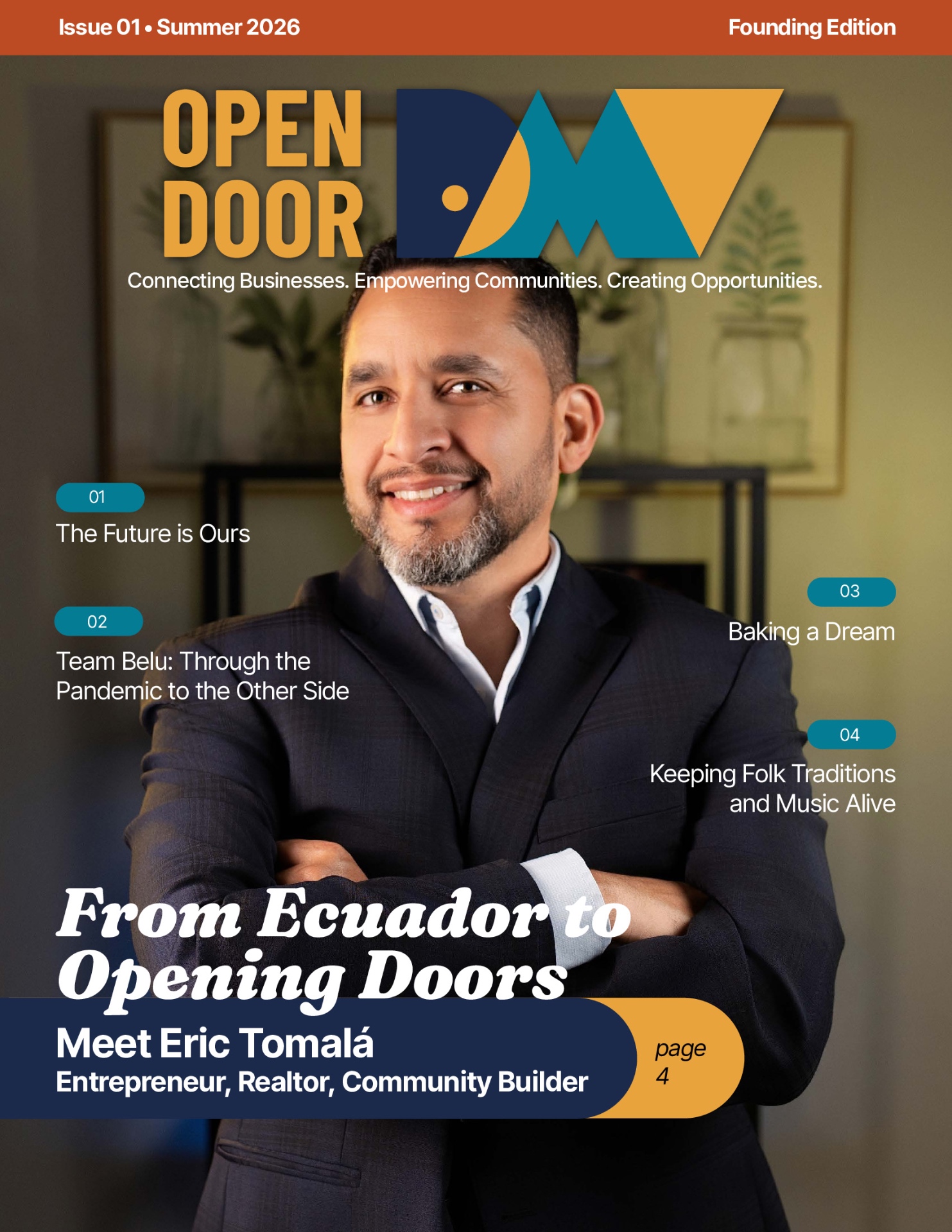 Open Door DMV — Issue 01, Summer 2026 cover featuring Eric Tomalá
